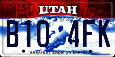 UT license plate B104FK