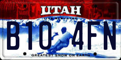 UT license plate B104FN