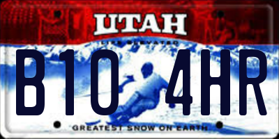 UT license plate B104HR