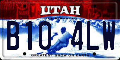 UT license plate B104LW