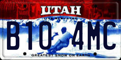 UT license plate B104MC