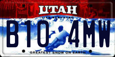 UT license plate B104MW