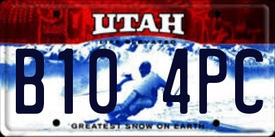 UT license plate B104PC