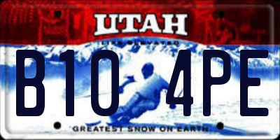 UT license plate B104PE