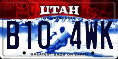 UT license plate B104WK