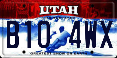 UT license plate B104WX