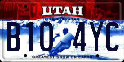 UT license plate B104YC