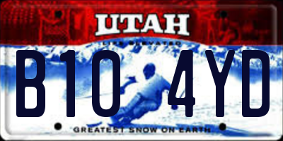 UT license plate B104YD