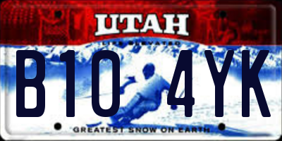 UT license plate B104YK