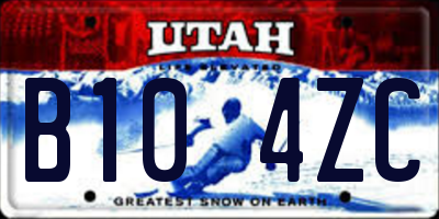 UT license plate B104ZC