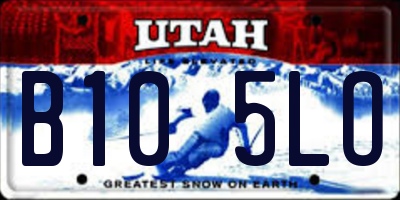 UT license plate B105LO
