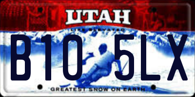 UT license plate B105LX