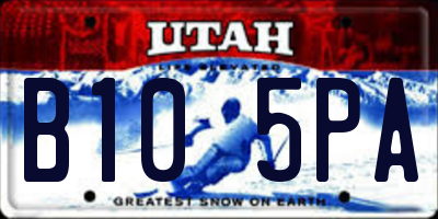 UT license plate B105PA