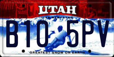 UT license plate B105PV