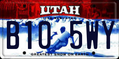 UT license plate B105WY