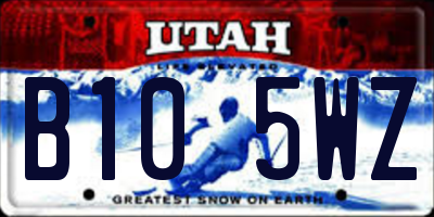 UT license plate B105WZ