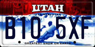 UT license plate B105XF