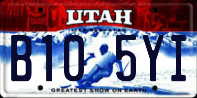 UT license plate B105YI