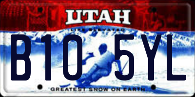 UT license plate B105YL