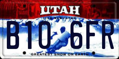 UT license plate B106FR