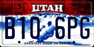 UT license plate B106PG