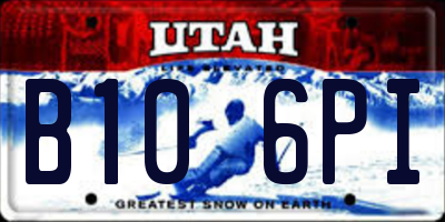 UT license plate B106PI