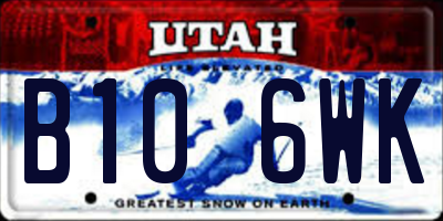 UT license plate B106WK