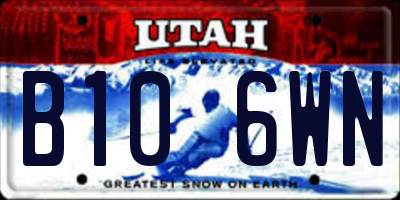 UT license plate B106WN
