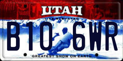 UT license plate B106WR