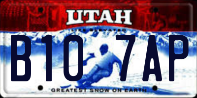 UT license plate B107AP