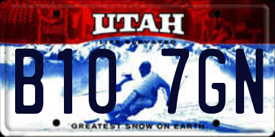 UT license plate B107GN