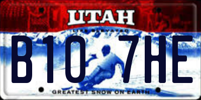 UT license plate B107HE