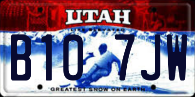 UT license plate B107JW