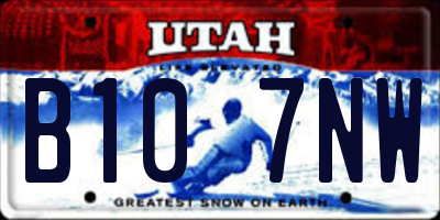 UT license plate B107NW