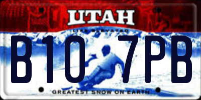 UT license plate B107PB