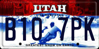 UT license plate B107PK