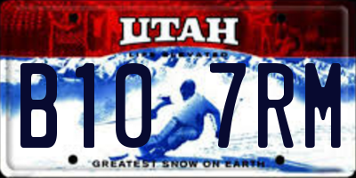 UT license plate B107RM