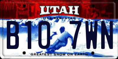 UT license plate B107WN