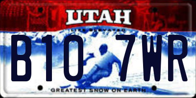 UT license plate B107WR