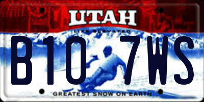 UT license plate B107WS