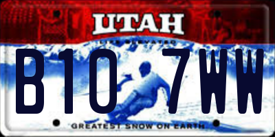 UT license plate B107WW