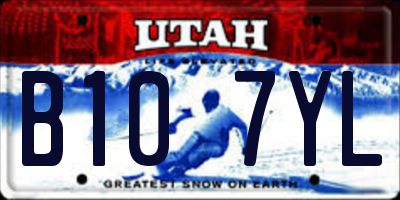 UT license plate B107YL