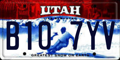 UT license plate B107YV