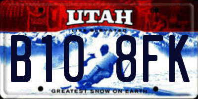 UT license plate B108FK