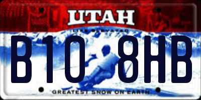 UT license plate B108HB