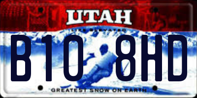 UT license plate B108HD
