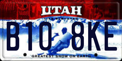 UT license plate B108KE