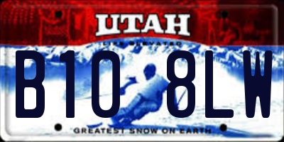 UT license plate B108LW