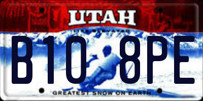 UT license plate B108PE