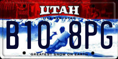 UT license plate B108PG